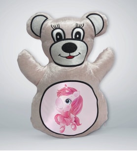 BK Gift Unicorn Tasarımlı Krem Ayıcık Yastık-3