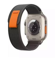 Apple Watch Ultra 49 MM Uyumlu Trail Loop Kordon Dokuma Hasır Kordon (Siyah-Gri)