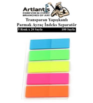 Kendinden Yapışkanlı Ayraç Postit 5 Renkli 1 Adet Yapışkanlı Not Kağıdı Transparan Parmak Ayraç İndeks Seperatör 5 Li Mini