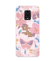Xiaomi Redmi Note 9S - Redmi Note 9 PRO Uyumlu Kelebek ve Çiçek Tasarımlı Şeffaf Telefon Kılıfı