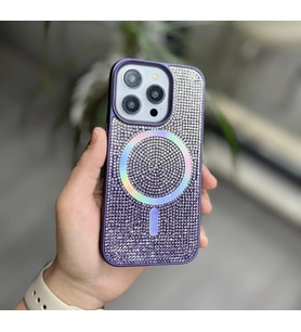 İphone 16 Pro Kılıf Diamont MagSafe Hologramlı Telefon Kılıfı