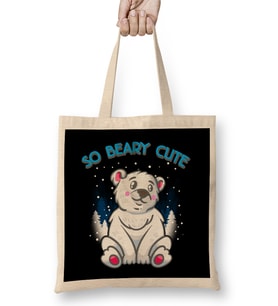 So Beary Cute Adorable Polar Bear Cub Pun Bez Çanta Uzun Saplı