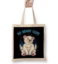 So Beary Cute Adorable Polar Bear Cub Pun Bez Çanta Uzun Saplı