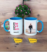 Teyzeye Hediye Kupa Bardak Mavi Fotoğraflı Doğum Günü Anneler Günü Hediyesi
