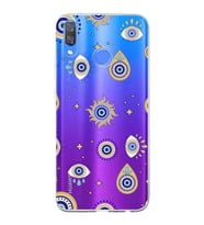 PrintiFy Huawei Y9 2019 ile Uyumlu 1mm Slim Fit Nazar Boncuğu 5 Baskılı Şeffaf  Kılıf