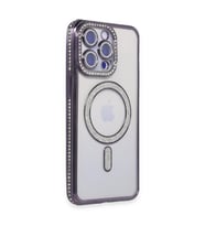 İphone 14 Kılıf Joke Simli Magneticsafe Kılıf - Derin Mor