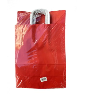 Büküm Saplı Kraft Kağıt Çanta Karton Hediyelik Poşet Torba - Kırmızı - 31x41 Cm. - 25 Adetlik Paket