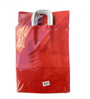 Büküm Saplı Kraft Kağıt Çanta Karton Hediyelik Poşet Torba - Kırmızı - 31x41 Cm. - 25 Adetlik Paket