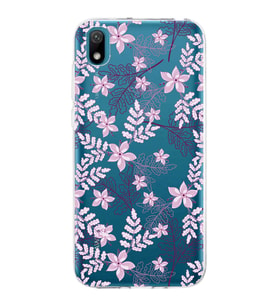 Huawei y5 2019 Uyumlu Kapak Floral Pudra Tasarımlı Şeffaf Silikon Kılıf