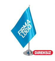 Özel Logolu Masa Bayrağı Tekli 15x22,5 cm (Direksiz) (Kırmızı)