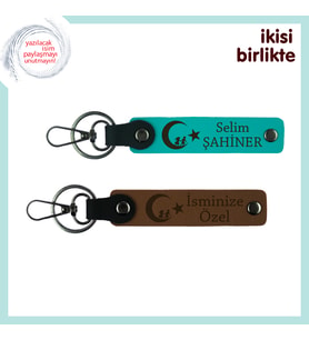 Anı Niteliğinde Unutulmaz Hediye – Çocuk Ve Ayyıldız Kişisel Anahtarlık Seti, Koyu Turkuaz-Kahve