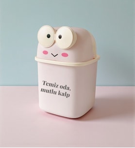 Kişiye Özel Pembe Renk Kurbağa Kalemlik Masaüstü Düzenleyici 21x14.5x14.8 cm Sert Plastik