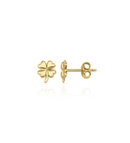 14 Ayar Altın Düz Yonca Küpe (Sarı)
