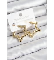 Pirinç Yıldız Model Gold Renk Kadın Küpe - TJ-BKP11012