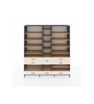 Hyperion Dolap 19 Raflı 8 Çekmeceli  220x44x243 Antrasit-Çam/Aytaşı