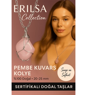 Sertifikalı Gümüş Tel Sargılı Pembe Kuvars Taşı Kolye – 25-30 mm Sevgi ve Şefkat Taşı (Çok Renkli)
