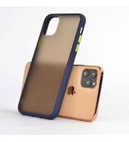 Apple iPhone 11 Pro Max Kılıf Fri Mat Yüzey Renkli Kenar Kılıf (Lacivert)