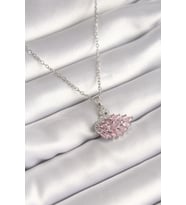316L Çelik Gümüş Renk Zincir Pembe Zirkon Taşlı Kuğu Model Kadın Kolye