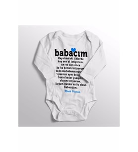 Kız Bebek Beyaz Babacım Hayatımdaki İlklerde Hep Sen Ol İstiyorum Minik Prensin Baskılı
