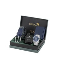 Polo Air Örgü Esnek Kemer Mıknatıslı Cüzdan Parfümlü Erkek Kol Saati Lacivert Renk PL-7059E2 (Gümüş-Lacivert)
