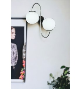Modern Krom Renk Beyaz Camlı Jüpiter Aplik Mutfak ve Yatak Odası İçin