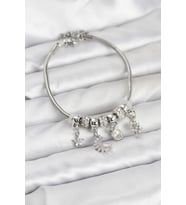 Pirinç Gümüş Renk Ay Charm Model Charmlı Kadın Bileklik - TJ-BB8174
