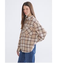 LCWAIKIKI Classic Kahverengi Ekose Oversize Kadın Gömlek