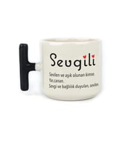 Sevgili Baskılı Siyah Kulplu T Kupa