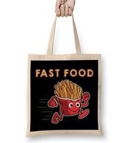 Cute & Funny Fast Food Running French Fries Punny Bez Çanta Uzun Saplı