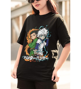 Anime Gon Killua Tişört (Siyah)