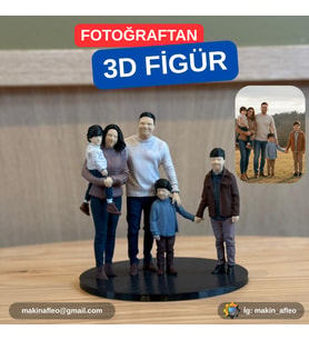 MakinaFleo Kişiye Özel Kalabalık Aile 3D Figürü (10 cm)