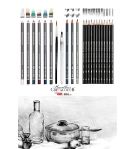 Cretacolor6'lı Aquarell Sulandırılabilir Fırçalı Cretacolor Studioline 12'li  Dereceli Kalem Seti