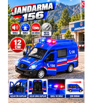 Oyuncak Metal Işıklı Sesli Çek Bırak Özellikli Ön ve Arka Kapılar Açılır Ambulans-Polis-İtfaiye-Askeri Jandarma Minibüsü 12 Cm