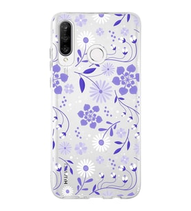 Huawei P30 Lite Uyumlu Kapak Flowers Tasarımlı Şeffaf Silikon Kılıf