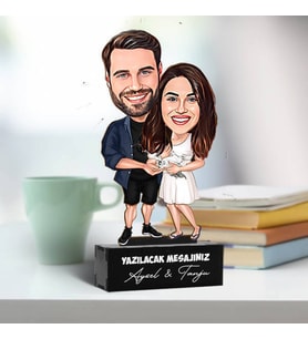 Kişiye Özel Karikatürlü Her Zaman Mutluyuz Sevgiliye Hediye Biblosu