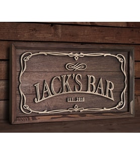 BK Gift Özel Yapım İsimli Kabartma Figür Temalı Meşe Ağacı Ahşap Bar Tablosu, Ev Dekorasyonu, Duvar Dekoru, Bar Tablo-5