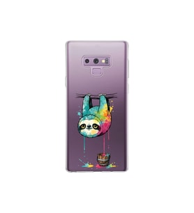 Samsung Galaxy Note 9 ile Uyumlu Splash Tembel Hayvan Tasarımlı Şeffaf Silikon Kılıf