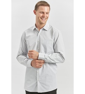 Siyah Uzun Kol Kareli Desen Bez Ayağı 041 Sert Yaka Classic Comfort Fit Gömlek 1004240254