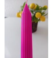 qosrix Pembe Fuşya Şamdan Mumu 1. Kalite Doğal Kokulu Uzun Çubuk Konik Dekoratif Mum 1 Adet