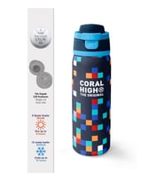 CORAL HIGH 38513 KIDS HIGH LACİVERT GEOMETRİK DESENLİ PİPETLİ VE DİREKT İÇİM ÇELİK TERMOS 800ML