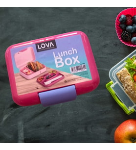 LOVA Bölmeli Beslenme Kutusu, Çocuk Kahvaltı Saklama Kabı,Okul Piknik Yiyecek Koyma Çantası (Pembe)