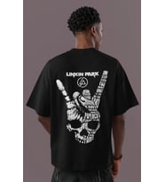 Tasarım Linkin Park Rock Metal Sırt Baskılı Unisex Oversize Müzik Grubu Tişört