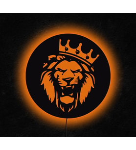 Aslan Kral Tasarımlı Led Mdf Duvar Tablosu, 6mm Ahşap Duvar Dekoru