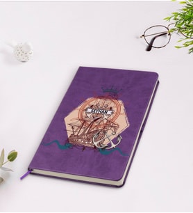 BK Gift Kişiye Özel Gemi Tasarımlı Mor Termo Deri Defter Model 4