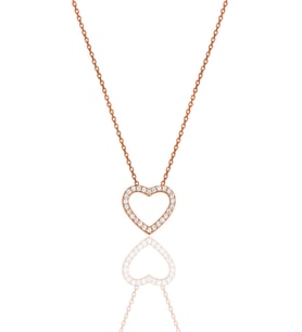 Gümüş Rose Zirkon Taşlı Kalp Kolye SGTL11723ROSE