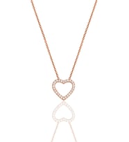 Gümüş Rose Zirkon Taşlı Kalp Kolye SGTL11723ROSE