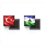 Buzdolap Magnetleri - Lesotho Bayrağı ve Türk Bayrağı - 2'li Set Magneti