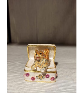 Swarovski Taşlı Köpek Mücevherlik / Dekoratif Biblo (Beyaz)