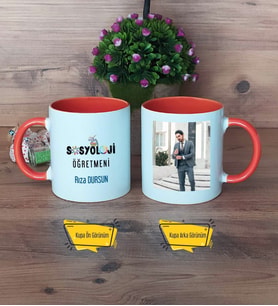 Sosyoloji Öğretmeni Kupa Bardak Turuncu Fotoğraflı Öğretmenler Günü Hediyesi