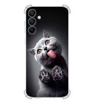 PrintiFy Samsung Galaxy A15 Uyumlu Kedi 2 Baskılı Şeffaf Köşe Korumalı Antişok Kılıf